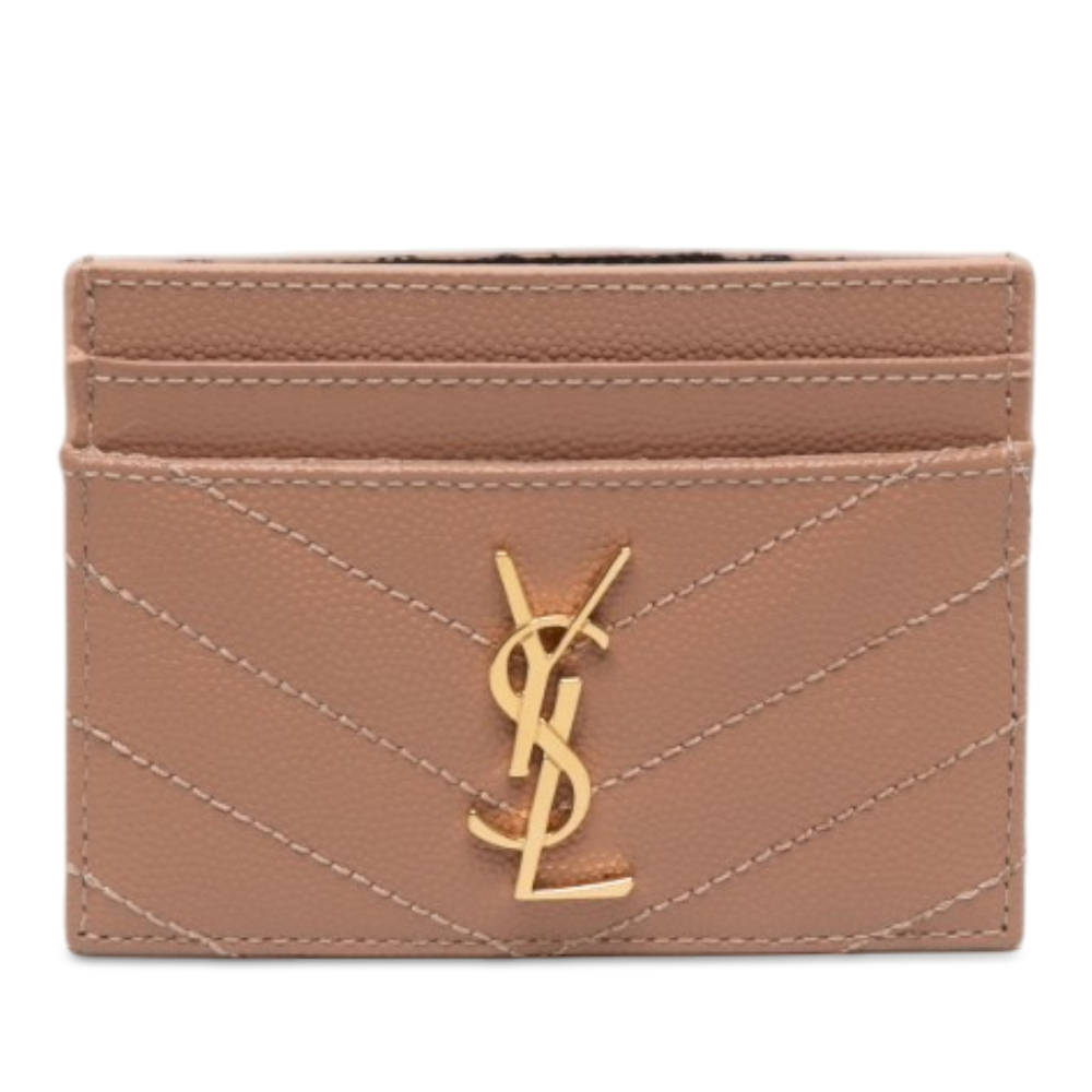 Pre-Loved Saint Laurent Chevron Grain de Poudre Cassandre Card Holder